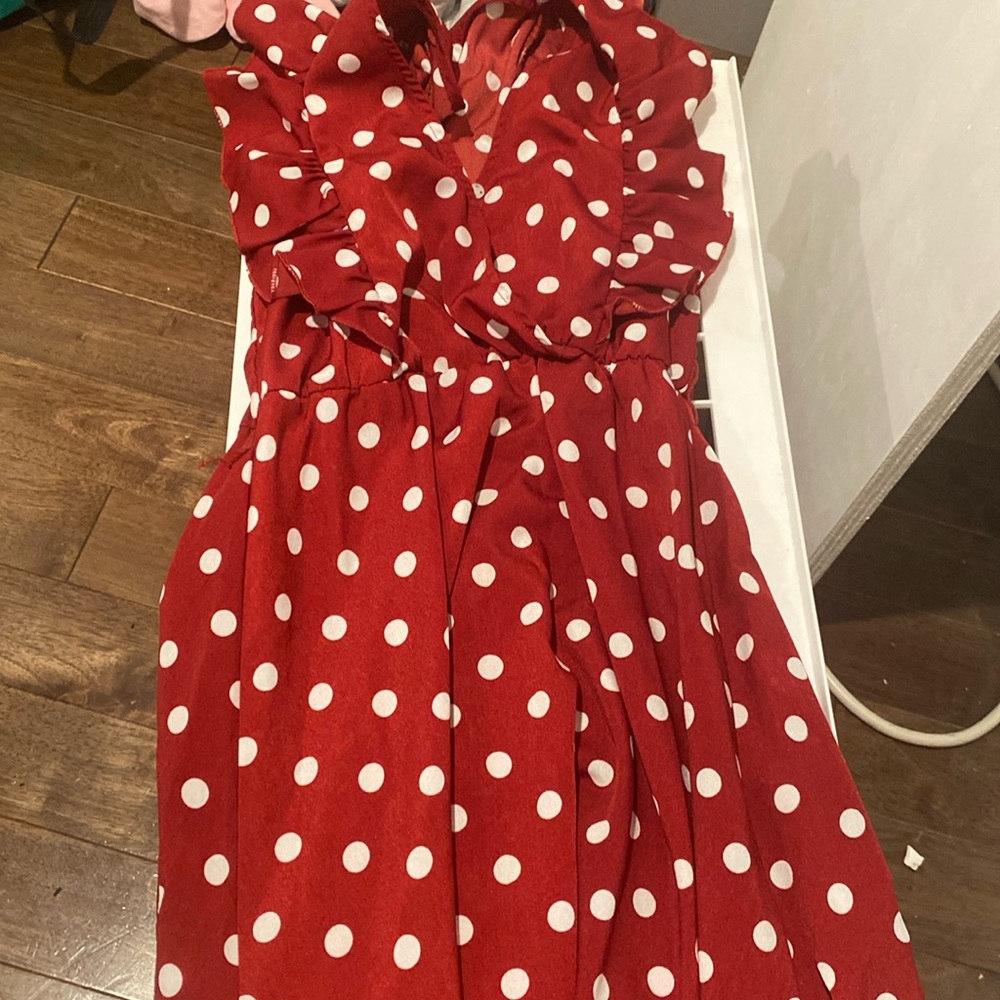 Red polka dot dress